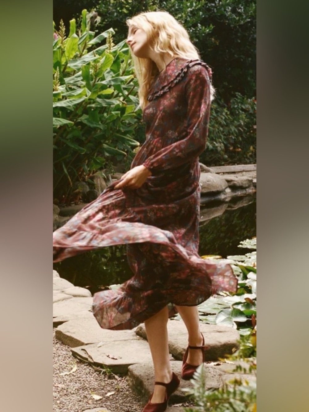 Dôen Aster Dress Bordeaux Winter Floral XS - Picture 8 of 17